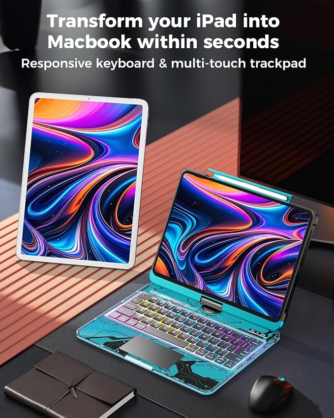 SIBEITU Keyboard Case for iPad Pro 13 Inch, 360 Rotatable iPad Pro 13 Clear - Image 6