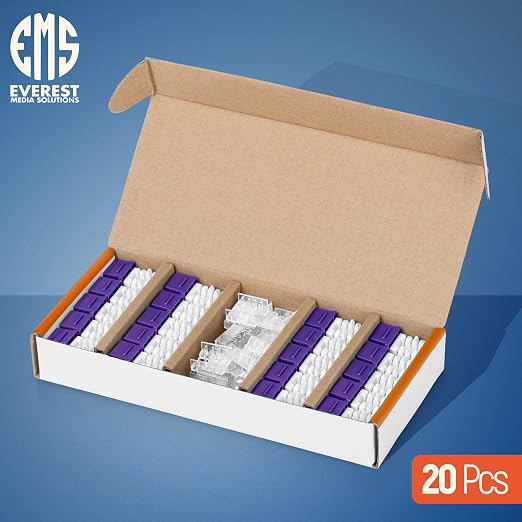 Everest 90° Angled RJ45 Cat6A Keystone Jacks 20-Pack in Purple - Image 2
