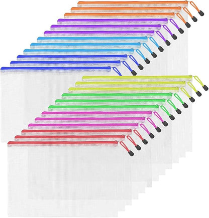 24pcs A4 Mesh Zipper Pouch Bags, Mesh Bags by UMETDO