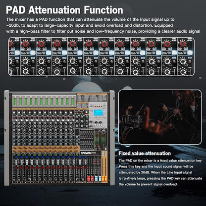 Professional Audio Mixer, 12 Channel Sound Board Mixing Console, Dual DSP - Image 6