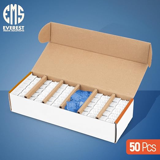 Everest 90° Angled RJ45 Cat5e Keystone Jacks 50-Pack in White - Image 2