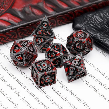 Haxtec Bloodstained Metal DND Dice Set Antique Iron Blood D&D Dice Set Dragon - Image 3
