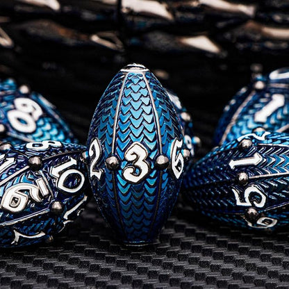 ARUOHHA DND Metal Dice Black Blue Dragon Egg Dice - Image 3