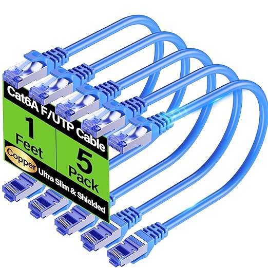 Cat6A Ethernet Cable Shielded 10Gbps 1 ft, Slim Shielded Ethernet Cable Cat 6 by Unknown
