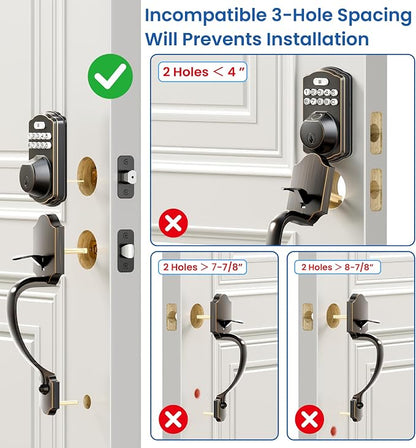 Veise Fingerprint Door Lock Set, Keyless Entry Door Lock, Front Handle Set - Image 10