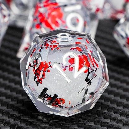 ARUOHHA DND Resin Dice Plum Blossom Liquid Core White Sharp Edge Dragons - Image 4