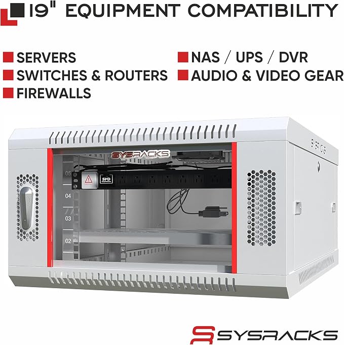 18U Wall Mount Server Rack Cabinet 24” Deep, 19” Network & AV Enclosure - Image 9