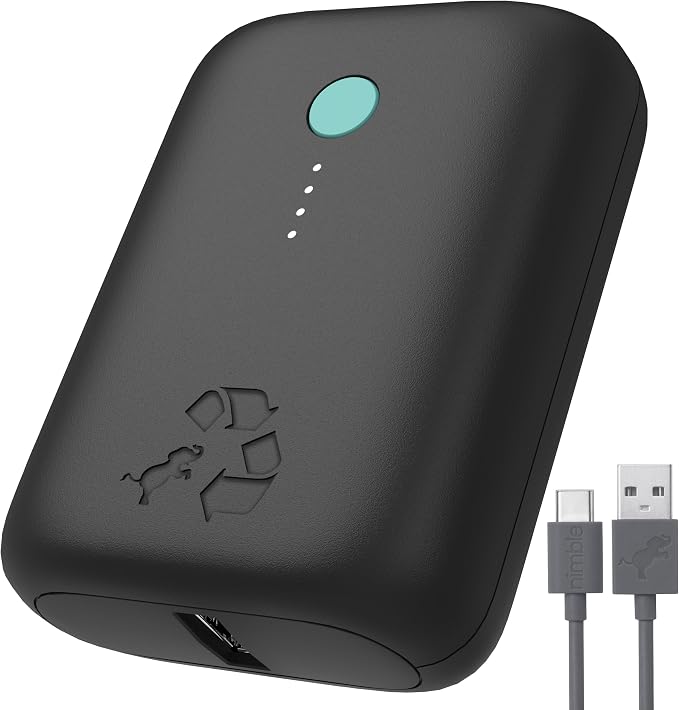Nimble Champ Lite Portable Charger, 5200mAh Fast Charging Power Bank 15W USB C by Nimble