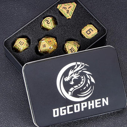 Metal DND Sci-fi Dice Set 7PCS Stripe Polyhedral Dice - Image 7