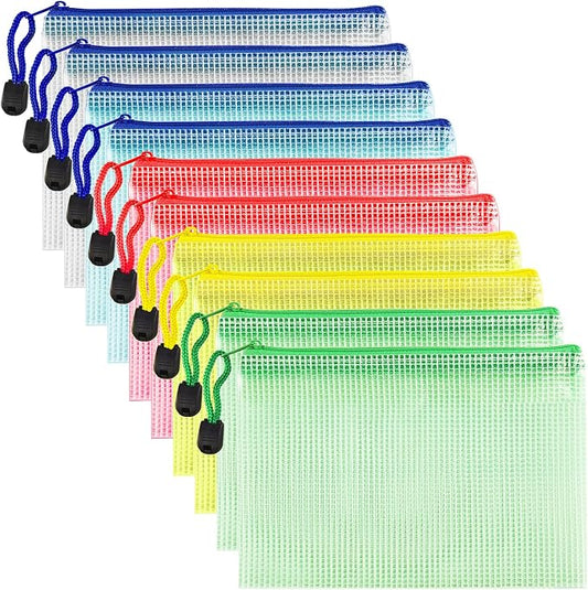 AUSTARK 10 Pcs Zipper File Bags, Waterproof Plastic Mesh Pouch by AUSTARK