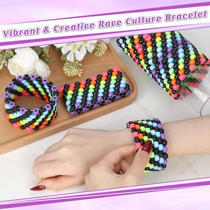 3/6 Pcs Rave Multi-layer Bracelets Stretch Rainbow Bracelets Multi Color Beaded - Image 5
