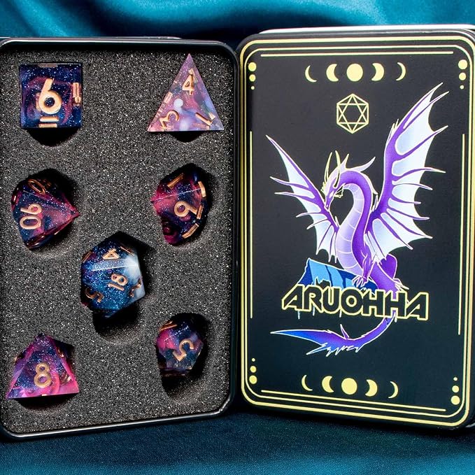 ARUOHHA Sharp Edges Dice Set DND Resin Lightning Dice - Image 7