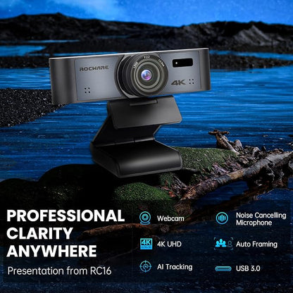 ROCWARE 4K Webcam with Remote, RC16 Computer Camera with Microphone, 1080p - Image 8