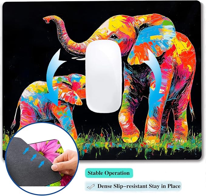 Colorful Animal Elephant Custom Mouse Pad - Image 5