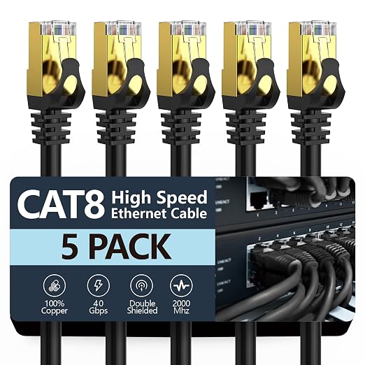 Cat 8 Ethernet Cable 6 ft-5Pack, RJ45 40Gbps 2000Mhz Patch Cord, Indoor&Outdoor - Image 2