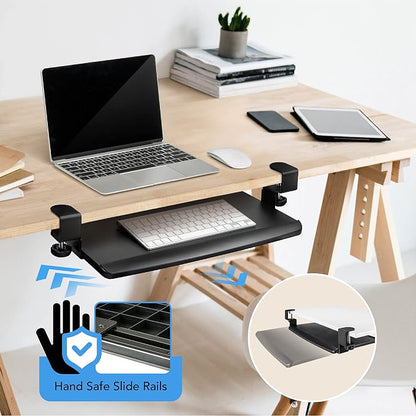 EHO Clamp-On Retractable Adjustable Keyboard Tray, Under Desk Ergonomic - Image 7
