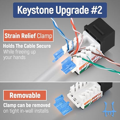 Everest 45° Angled RJ45 Cat5e Keystone Jacks 10-Pack in Black - Image 4
