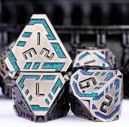 Metal DND Sci-fi Dice Set 7PCS Stripe Polyhedral Dice - Image 5