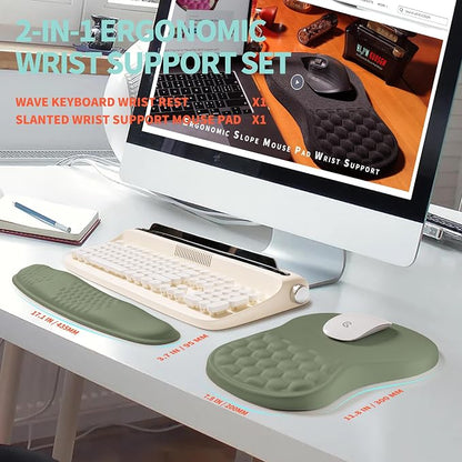 2-in-1 Ergonomic Set, Wave Rise Keyboard Wrist Rest and Massage Bulge Slope - Image 5