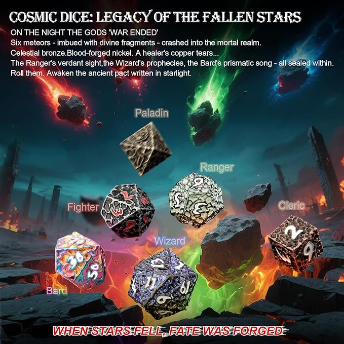 Haxtec Metal DND Dice Set Polyhedral D&D Dice Compatible - Image 2