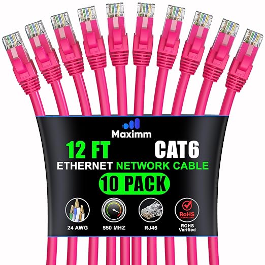 Maximm Cat 6 Ethernet Cable 12 ft by MaximmCable