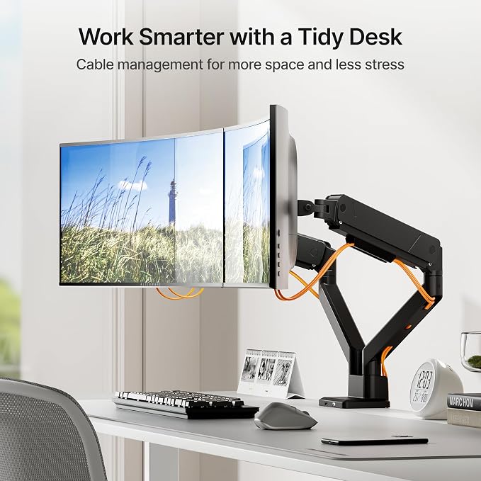 monTEK Dual Monitor Mount with USB Monitor Arms - Image 6
