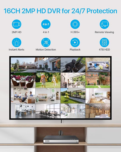 ZOSI H.265+ 1080p 16 Channel Home Security Camera System - Image 2