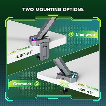 ARES WING RGB Single Monitor Arm Desk Mount - Image 7