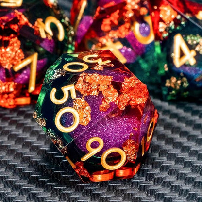 ARUOHHA Liquid Core DND Dice Set, RPG Golden Numbers Orange Green Dungeons - Image 5