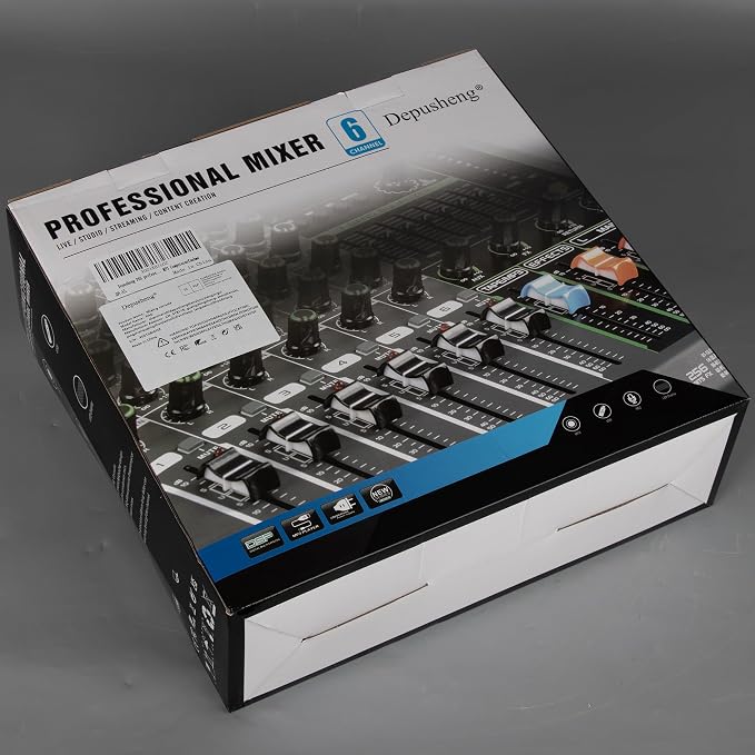 Depusheng PA6 professional DJ audio mixer 6 channel input built-in 256 kinds of - Image 13