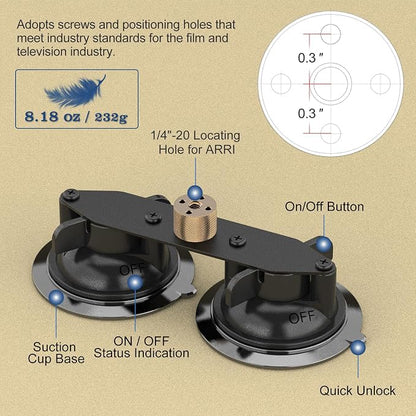 MINIFOCUS Dual Suction Cup Mount, Twist-Lock Dual Suction Cup Base - Image 3