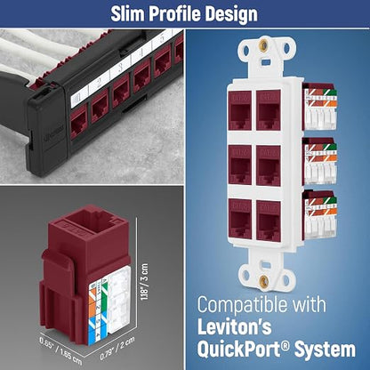 Everest 90° Angled RJ45 Cat6A Keystone Jacks 20-Pack in Red - Image 6
