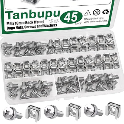 45PACK M6 x 16mm Rack Mount Cage Nuts, Enclosures by Tanbupu