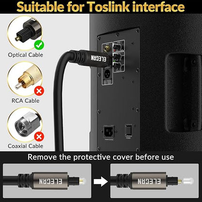 Elecan Optical Audio Cable 10 Ft/2 Pack Digital Audio Toslink Cable Cord-Fiber - Image 5