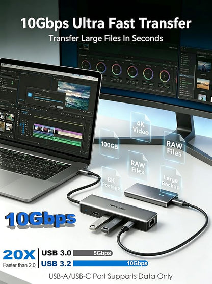USB C Hub 2.5G Ethernet, WAVLINK 10Gbps USB C Hub Multiport Adapter - Image 5