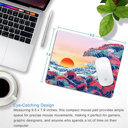 Japanese Ukiyo-e Ocean Waves Mouse Pad Personalized Design, Non-Slip Surface - Image 2