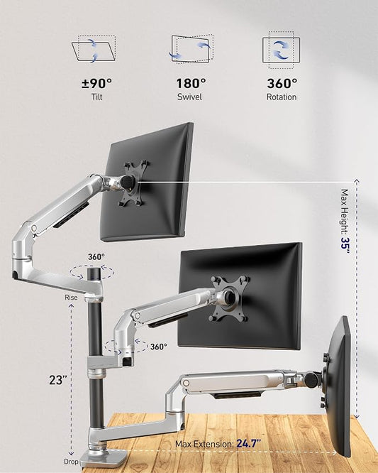 Triple Monitor Mount, Holds Screens up to 40 Inches and 25 lbs, Fully - Image 2