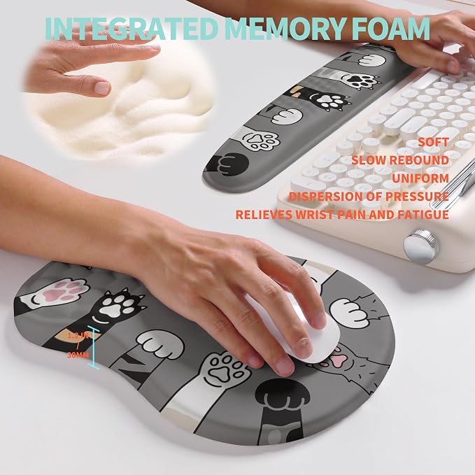 2-in-1 Ergonomic Set, Wave Rise Keyboard Wrist Rest and Massage Bulge Slope - Image 4