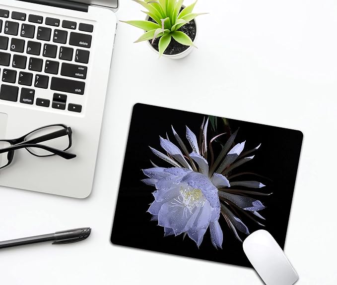 Night Blooming Flower Mouse Pad, Flawless White Flowers Mousepad - Image 5