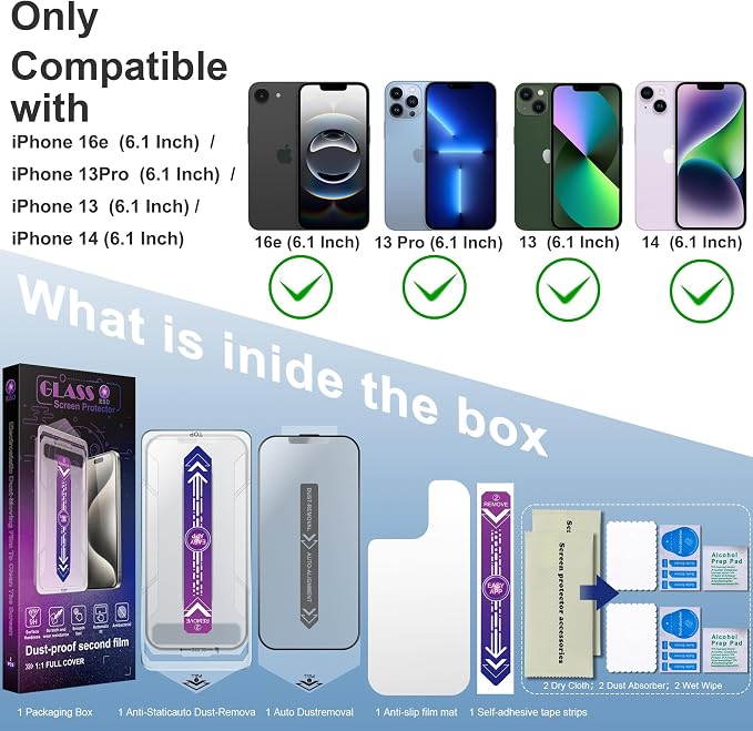 2 Pack Matte Screen Protector for iPhone 16e and iPhone 14 and iPhone 13 and - Image 2