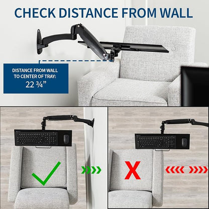 VIVO Sit-Stand 24 Inch Pneumatic Spring Keyboard and Mouse Tray Wall Mount - Image 6