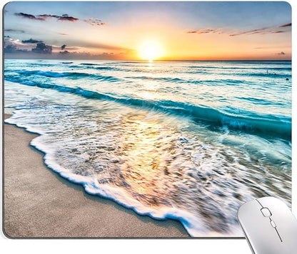 Mouse Pad, Beach Mouse Mat, Square Waterproof Non-Slip Rubber Base Computer by SANWUMIAN