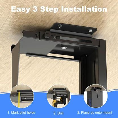 Suptek Adjustable Under Desk and Wall PC Mount, 3.74 to 8.26 inch Wide Computer - Image 6