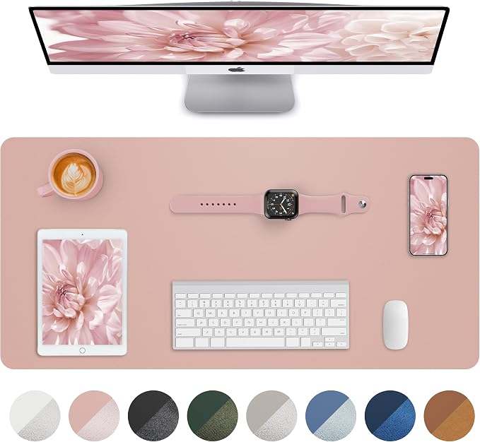 Leather Desk Pad Blotter, Mouse Pad, Office Desk Mat, Non-Slip PU Leather Desk by AFIING