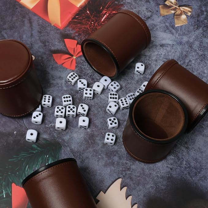 5 Pack PU Leather Dice Cups Felt Lining Quiet Shaker - Image 5