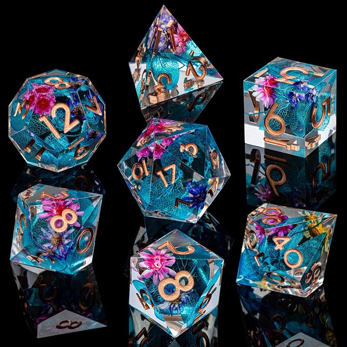 ARUOHHA DND Resin Dice Translucent Sharp Edged Dragons Dice Set - Image 2
