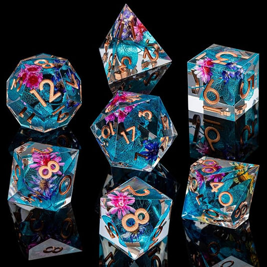 ARUOHHA DND Resin Dice Translucent Sharp Edged Dragons Dice Set - Image 2