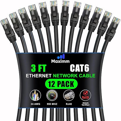 Maximm Cat 6 Ethernet Cable 3 Ft, Cat6 Cable, LAN Cable, Internet Cable by MaximmCable