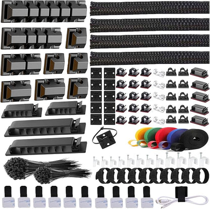 ELII 327 PCS Cable Management Kit 4 Cable Cable Sleeves, 65 Cable Clips by OfficeArtCraftsProducts