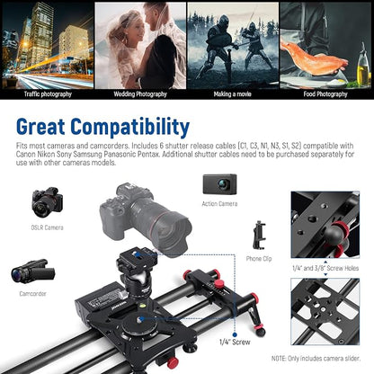 NEEWER 47.2”/120cm Motorized Camera Slider, App Wireless Control Carbon Fiber - Image 5